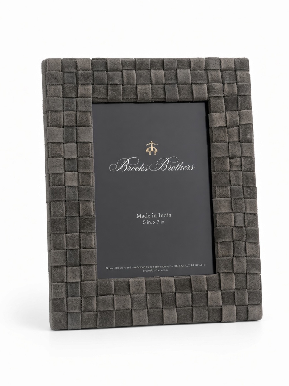 Brooks Brothers Woven Genuine Leather Picture Frame 5x7 Gray NEW